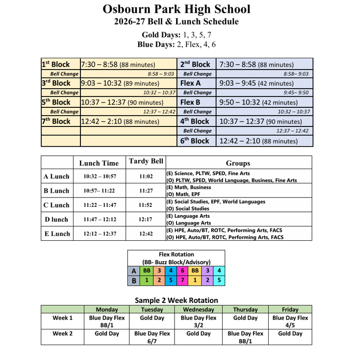 2026-27 Class Schedule